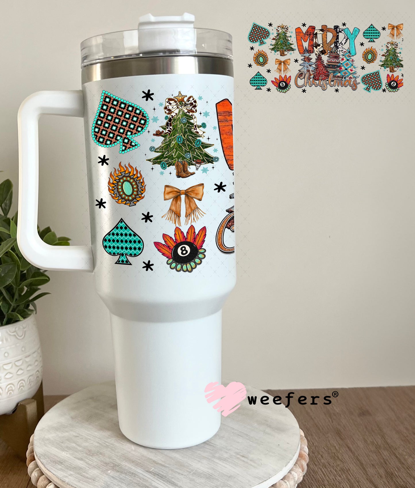 Merry Christmas UV DTF Cup Wrap - Weefers Exclusive 40oz Tumbler Cup Wrap Weefers