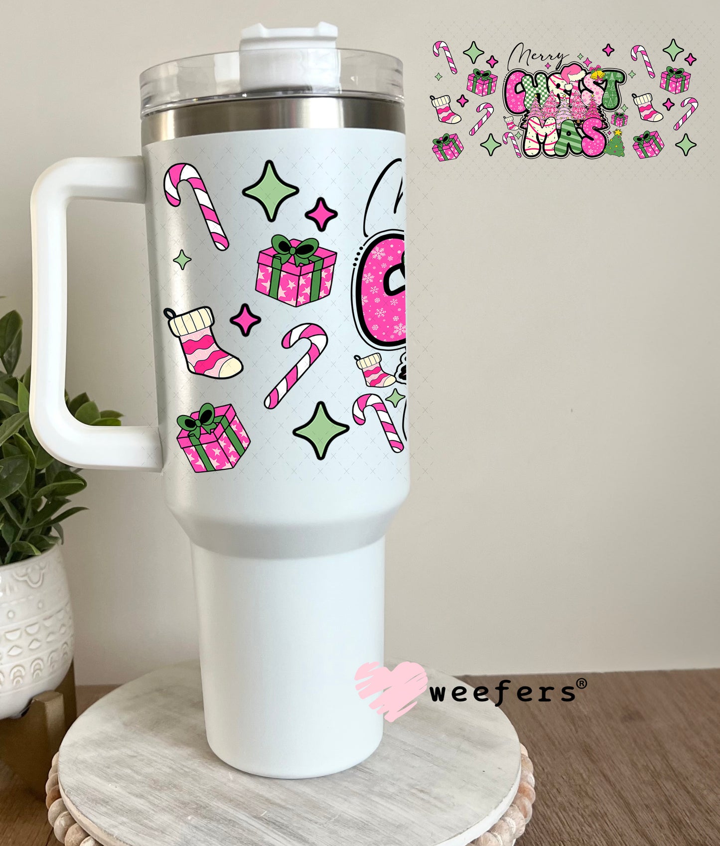 Merry Christmas UV DTF Cup Wrap - Weefers Exclusive 40oz Tumbler Cup Wrap Weefers