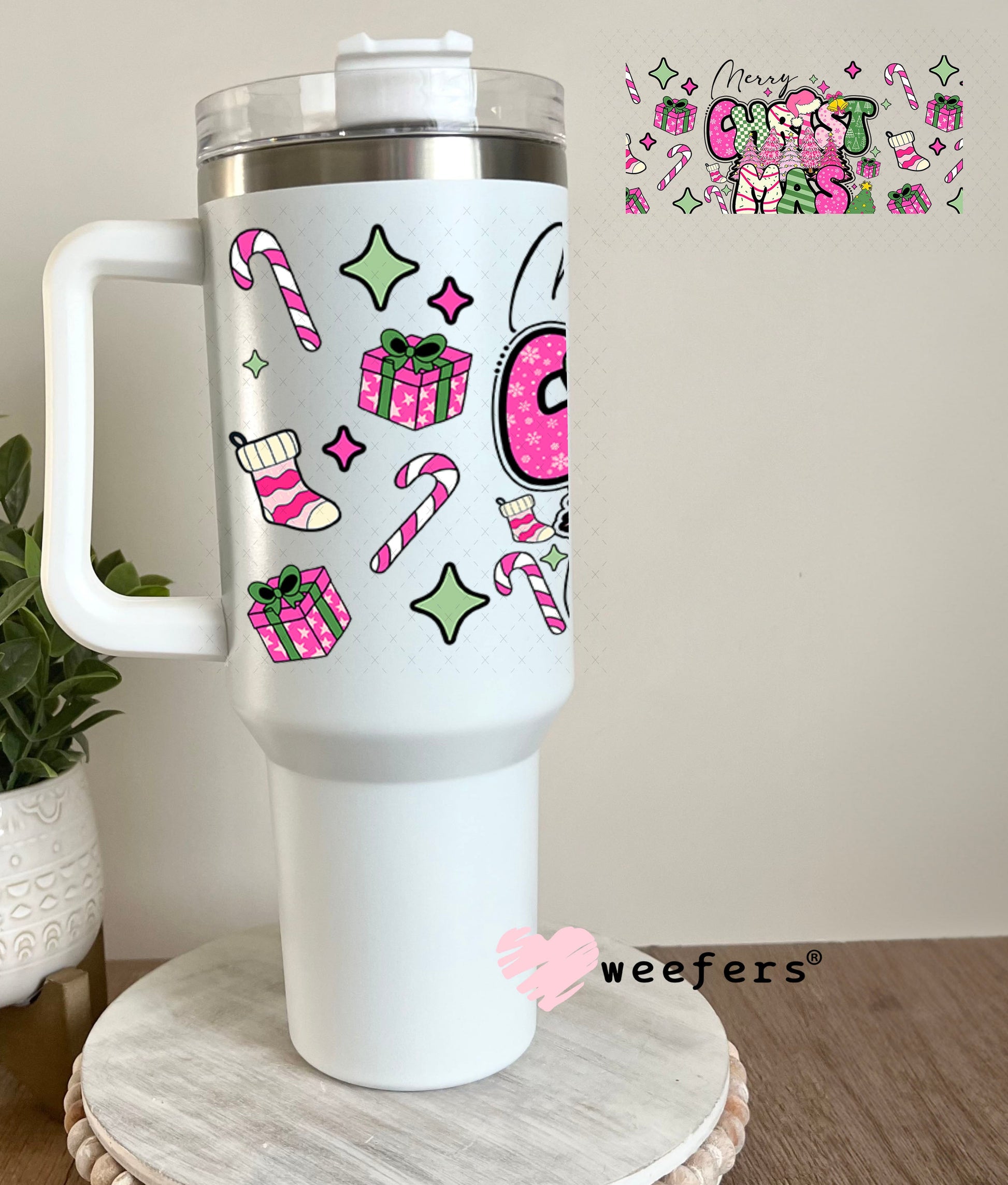 Merry Christmas UV DTF Cup Wrap - Weefers Exclusive 40oz Tumbler Wrap Weefers