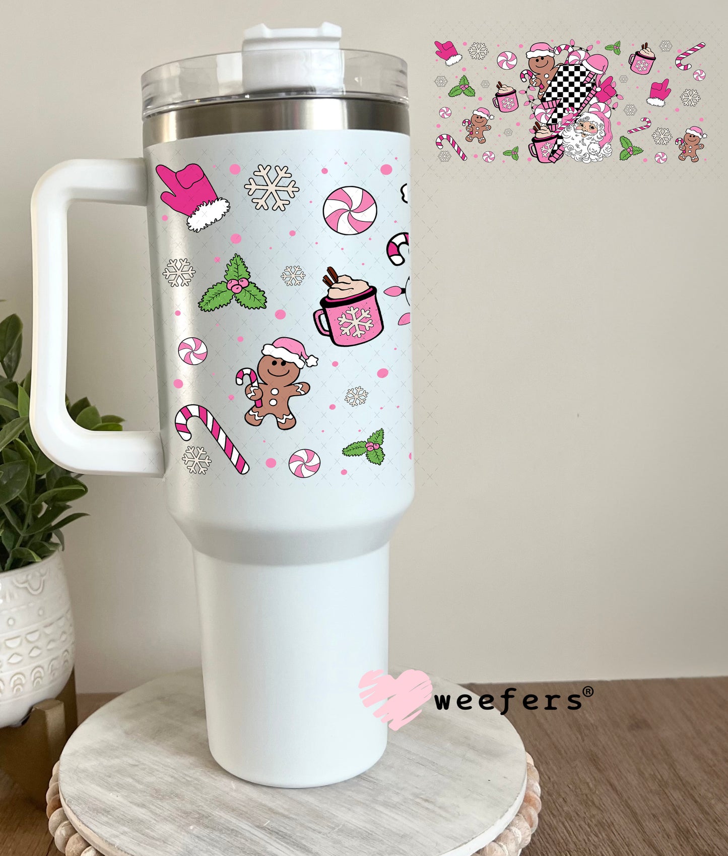 Retro Christmas Pink Favorite Things UV DTF Cup Wrap 40oz Tumbler Cup Wrap Weefers