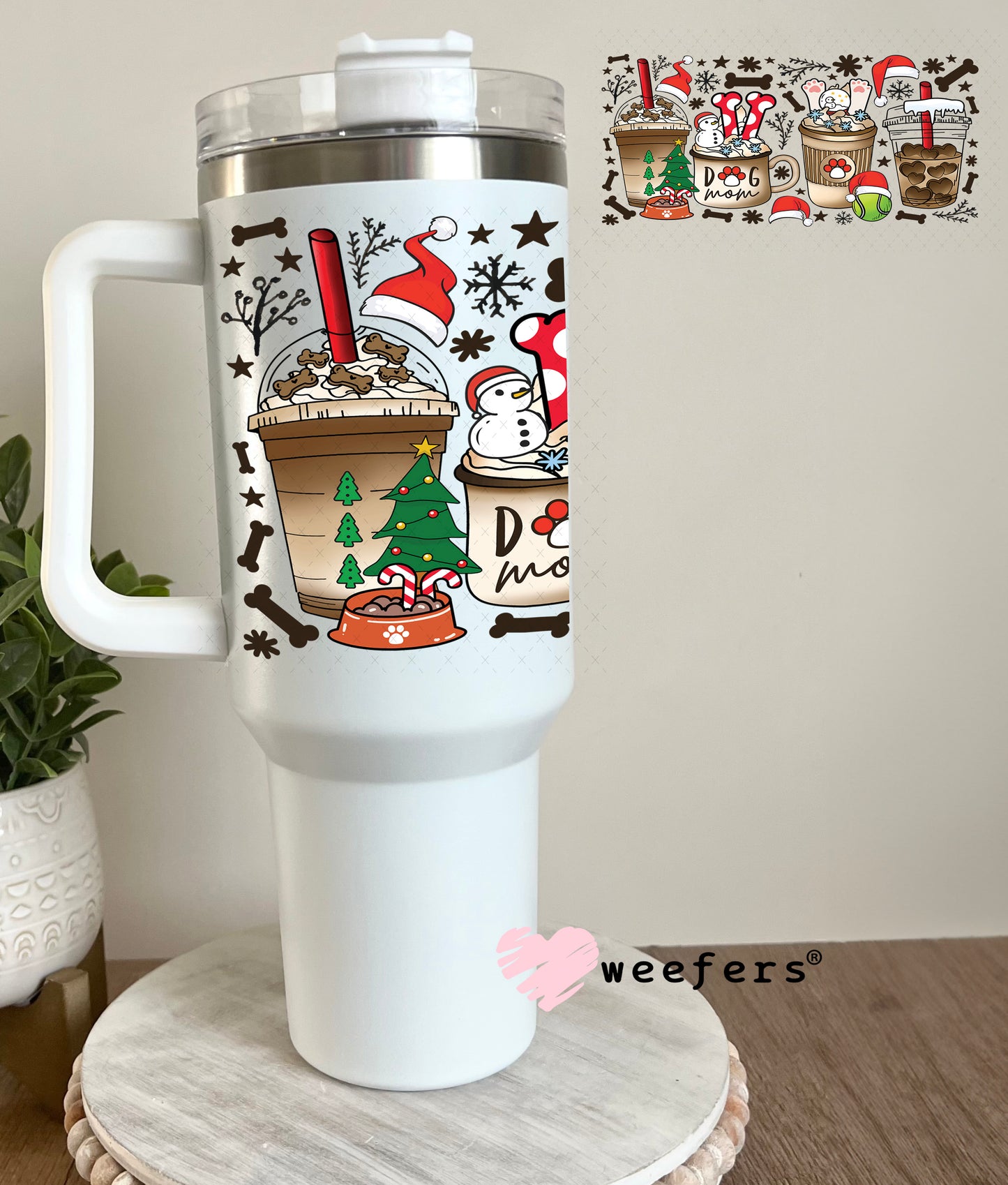 Christmas Coffee Dog Mom UV DTF Cup Wrap 40oz Tumbler Cup Wrap Weefers