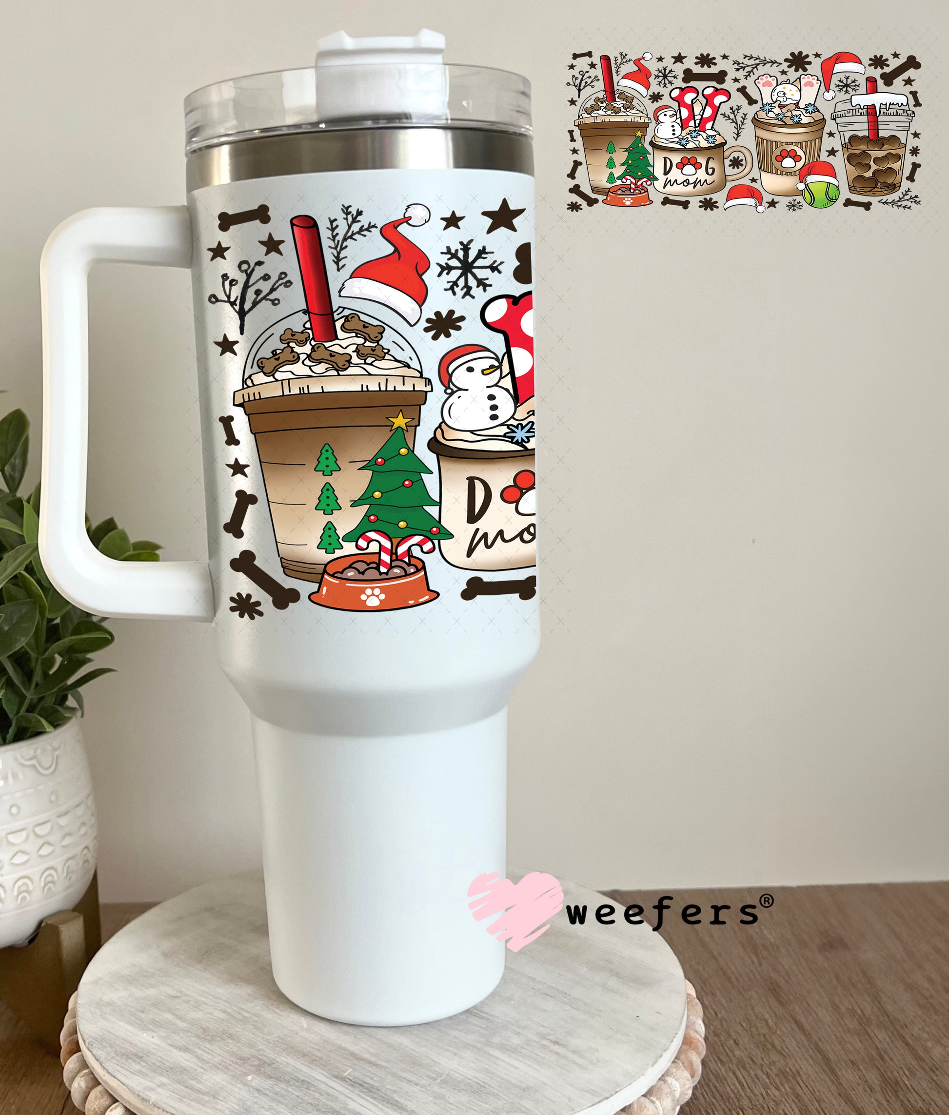 Christmas Coffee Dog Mom UV DTF Cup Wrap 40oz Tumbler Cup Wrap Weefers