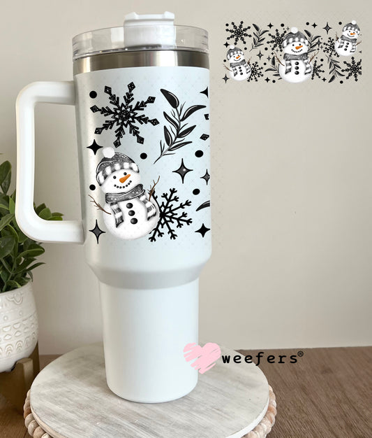 Grey Snowmen UV DTF Cup Wrap 40oz Tumbler Cup Wrap Weefers