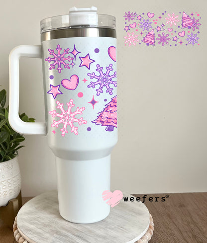 Pink Christmas Tree UV DTF Cup Wrap 40oz Tumbler Cup Wrap Weefers