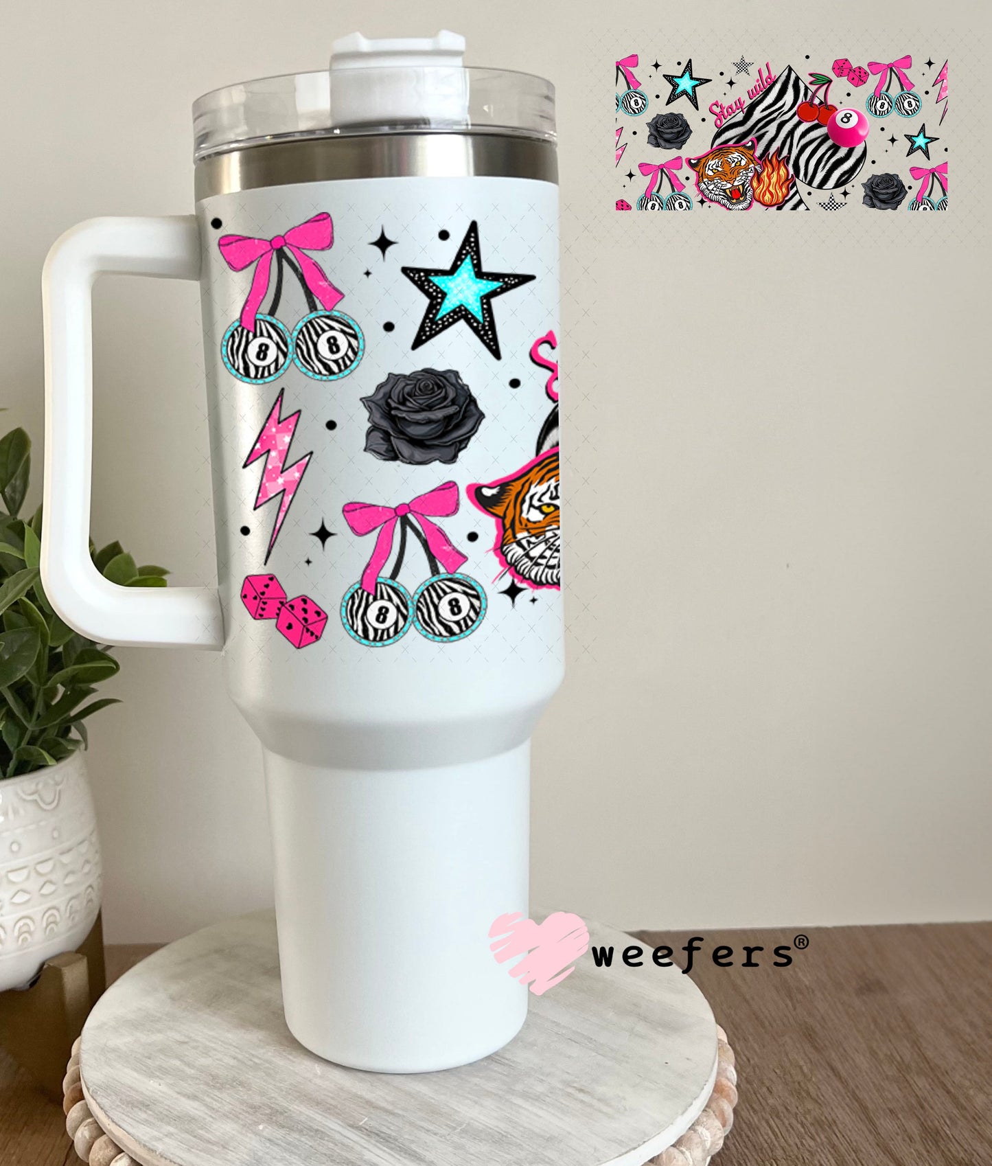 Stay Wild Zebra Heart UV DTF Cup Wrap - Weefers® Exclusive 40oz Tumbler Wrap Weefers