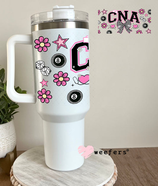 CNA Pink and Black Checkered UV DTF Cup Wrap - Weefers® Exclusive 40oz Tumbler Wrap Weefers