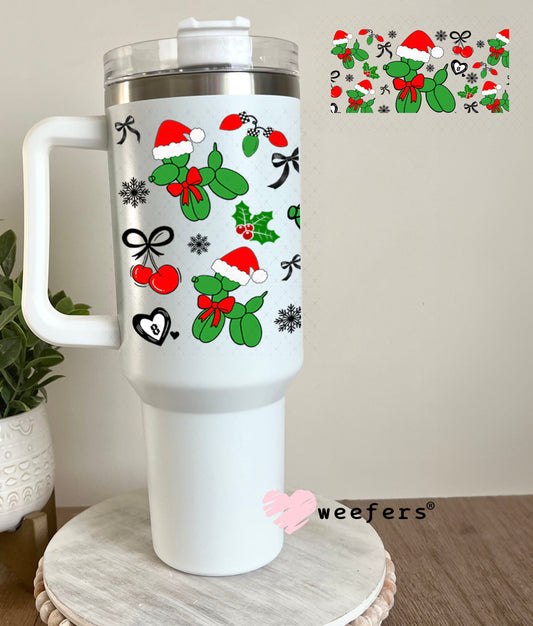 Christmas Santa Balloon Dog UV DTF Cup Wrap - Weefers Exclusive 40oz Tumbler Wrap Weefers