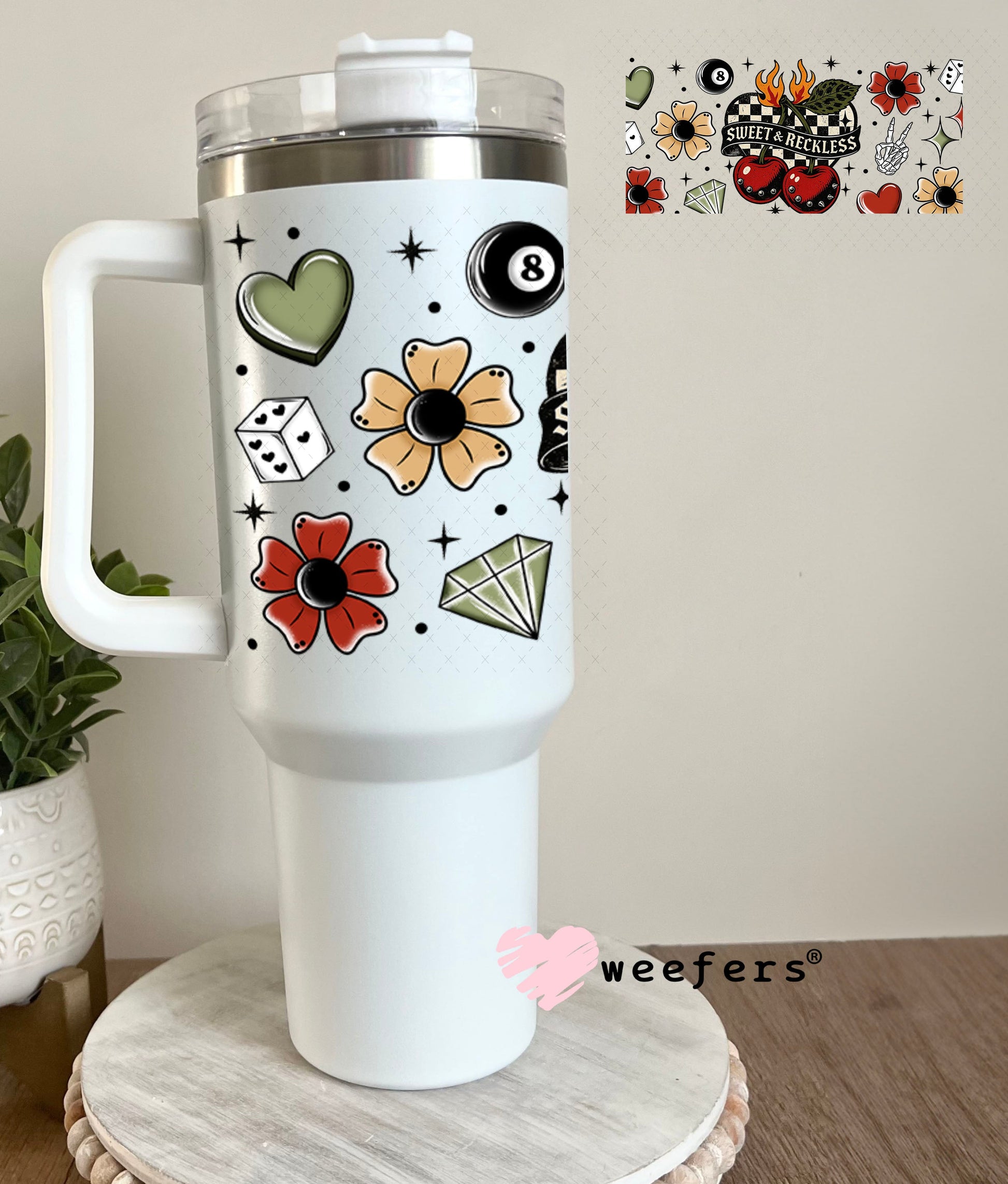 Sweet and Reckless UV DTF Cup Wrap - Weefers® Exclusive 40oz Tumbler Wrap Weefers