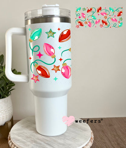 Retro Christmas Lights UV DTF Cup Wrap 40oz Tumbler Cup Wrap Weefers