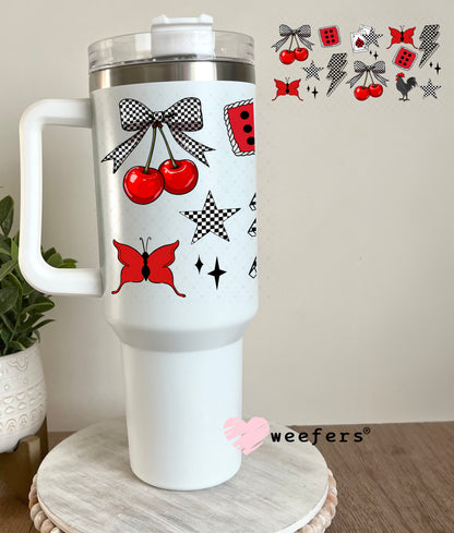 Red Cherry Delight UV DTF Cup Wrap - Weefers Exclusive 40oz Tumbler Cup Wrap Weefers