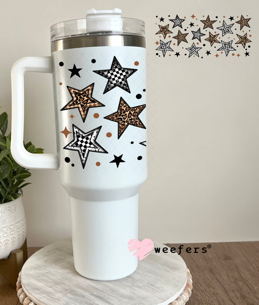 Brown and Black Stars UV DTF Cup Wrap 40oz Tumbler Cup Wrap Weefers