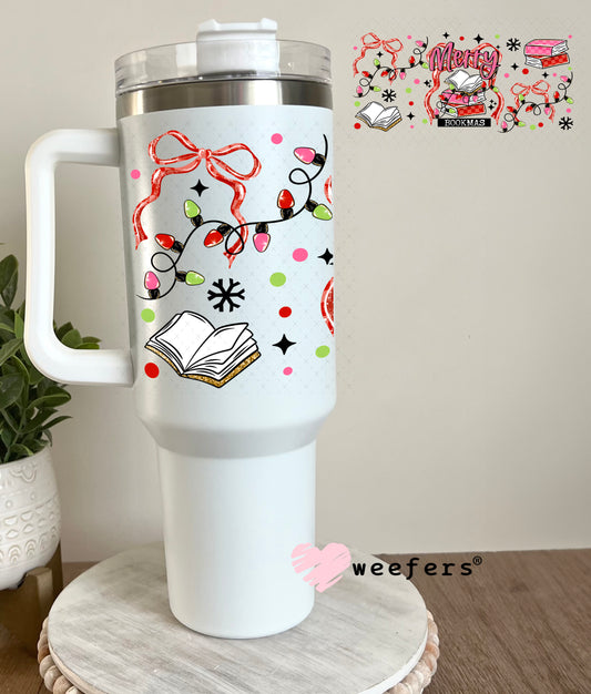 Merry Bookmas UV DTF Cup Wrap 40oz Tumbler Cup Wrap Weefers
