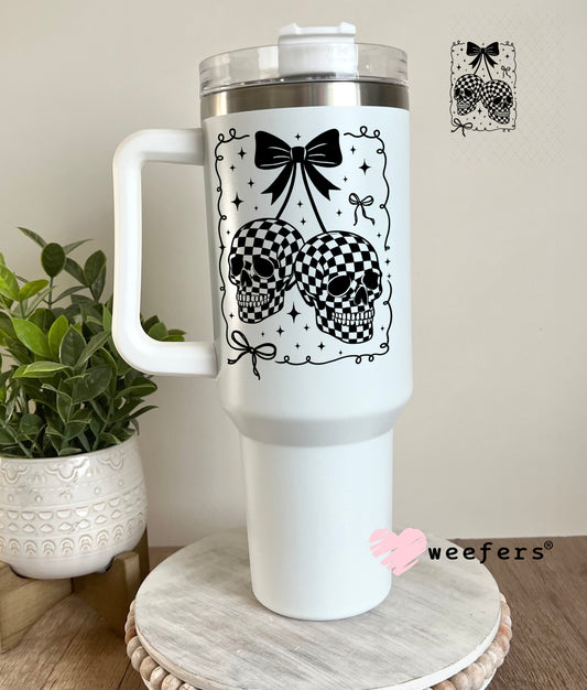 UV DTF Decal - Black Cherry Skulls 40oz Tumbler Decal Weefers