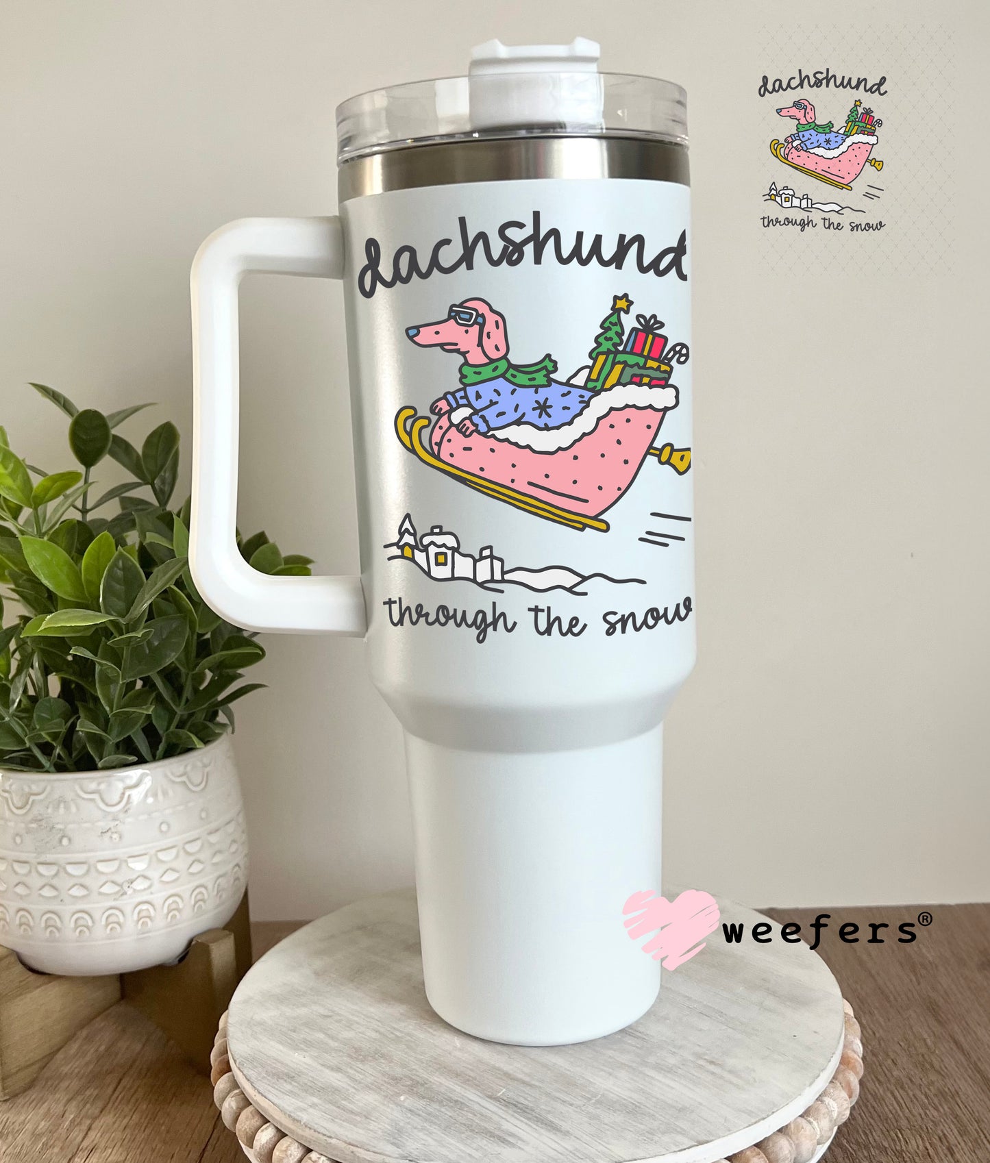 UV DTF Decal - Dachshund Through The Snow 40oz Tumbler Decal Weefers
