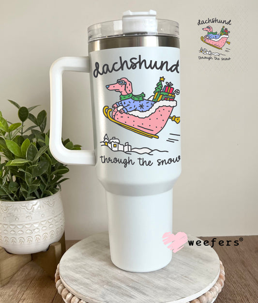 UV DTF Decal - Dachshund Through The Snow 40oz Tumbler Decal Weefers