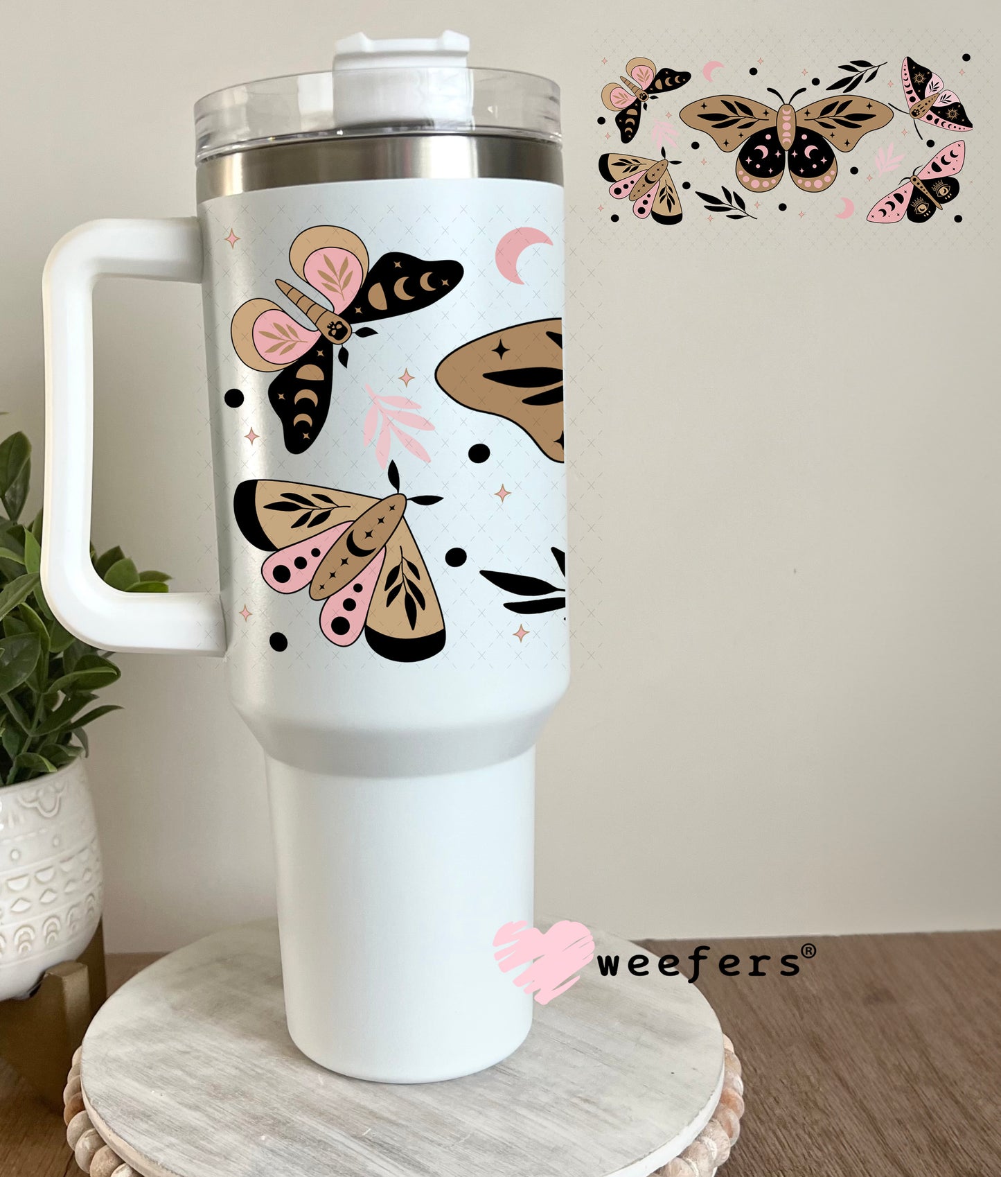 UV DTF Cup Wrap – Mystical Moths - Weefers Exclusive 40oz Tumbler Cup Wrap Weefers