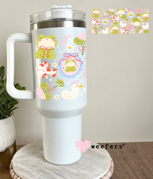 UV DTF Cup Wrap – Playful Frogs Whimsical 40oz Tumbler Cup Wrap Weefers