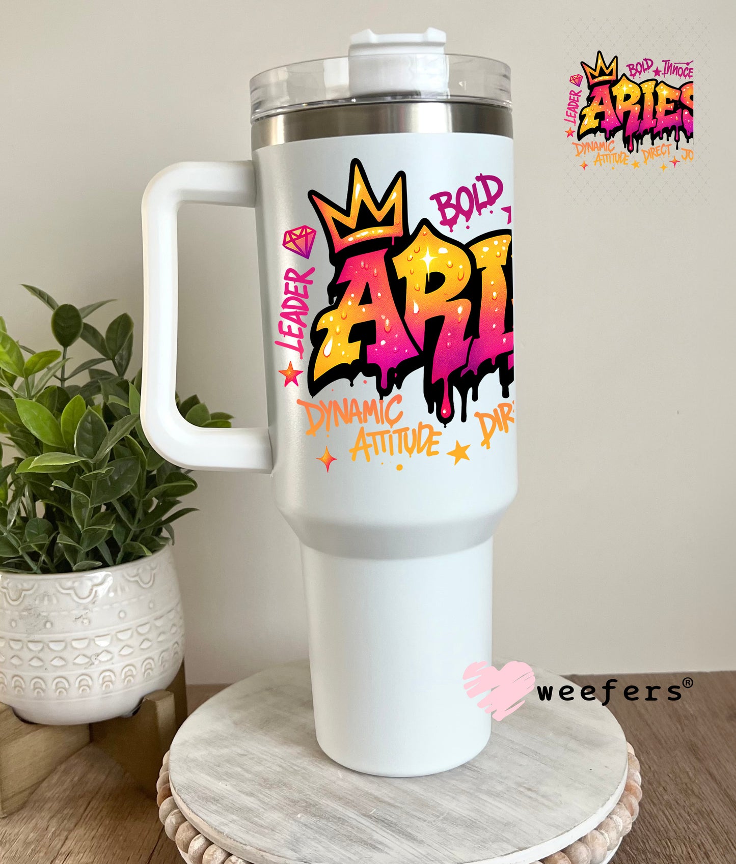 UV DTF Decal - Aries Zodiac Sign 40oz Tumbler Cup Wrap Weefers