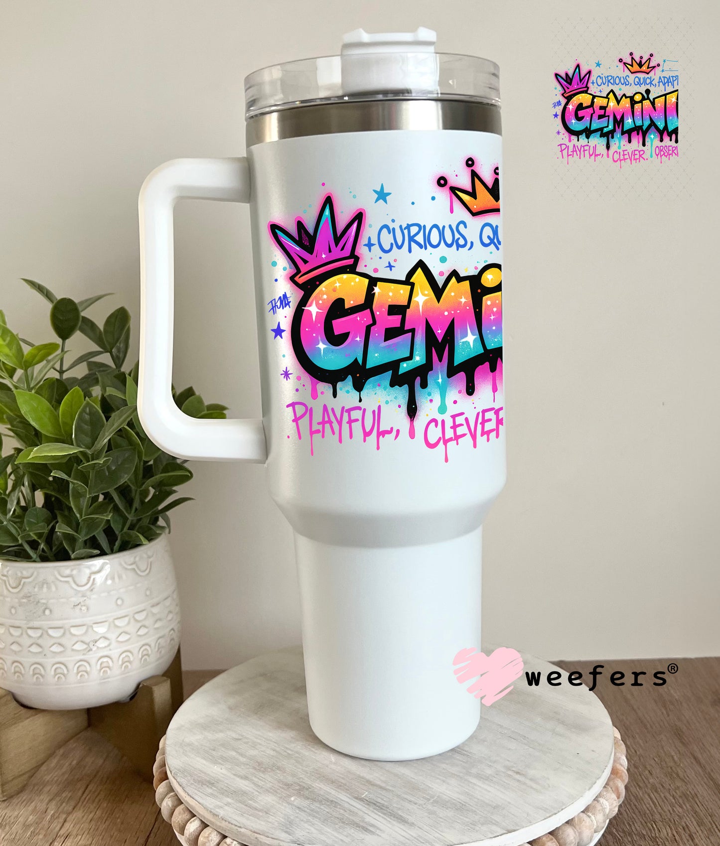 UV DTF Decal - Gemini Zodiac Sign 40oz Tumbler Cup Wrap Weefers