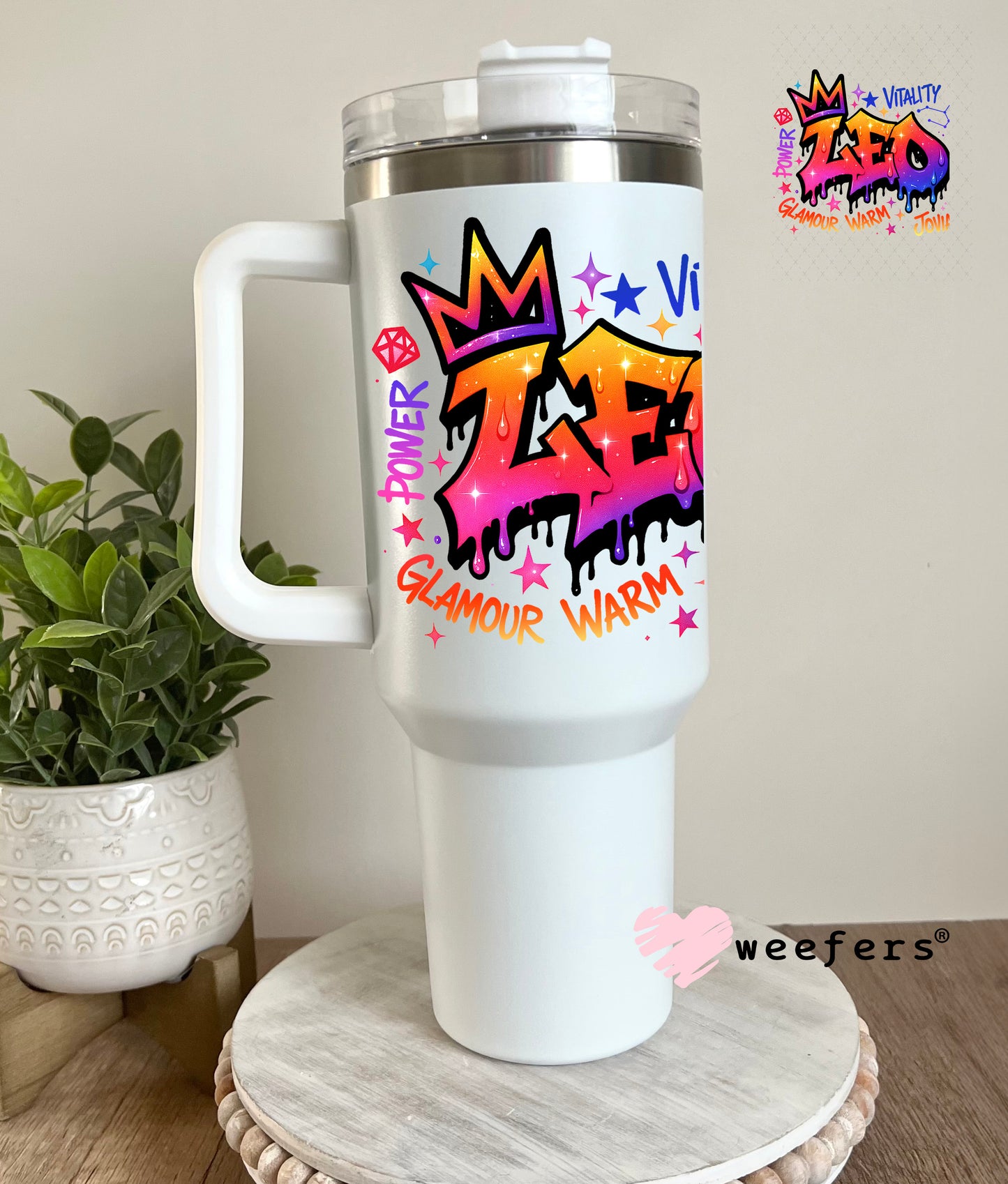 UV DTF Decal - Leo Zodiac Sign 40oz Tumbler Cup Wrap Weefers