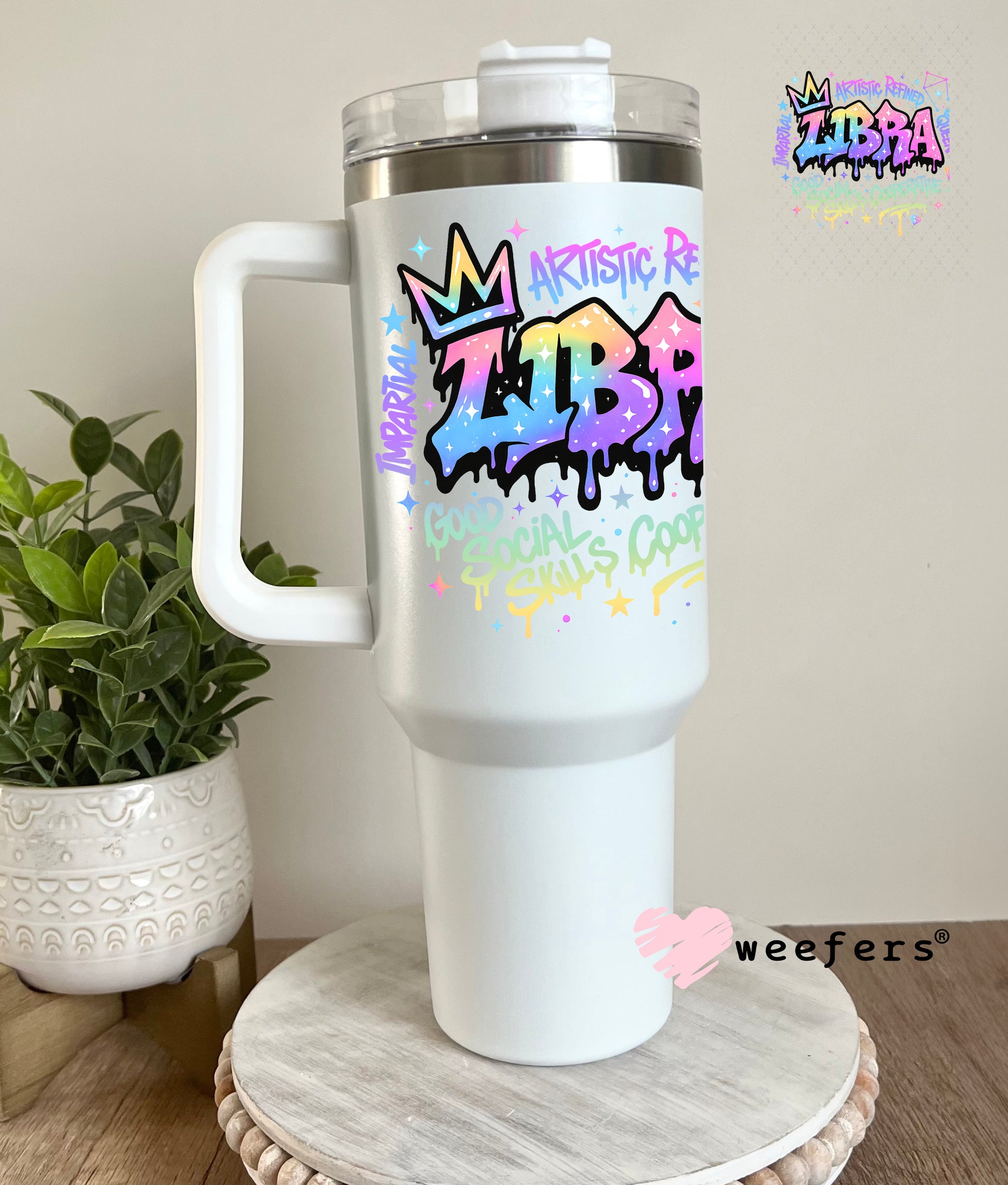UV DTF Decal - Libra Zodiac Sign 40oz Tumbler Cup Wrap Weefers