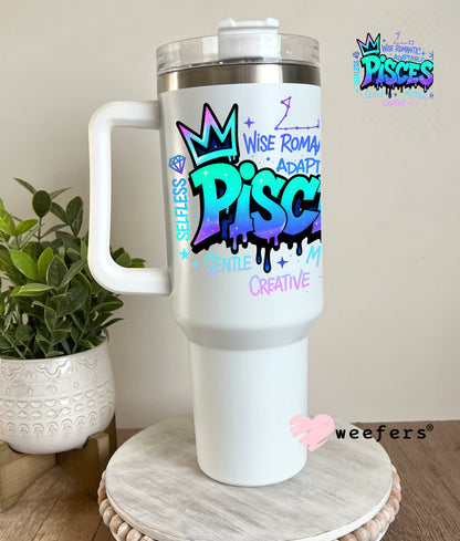 UV DTF Decal - Pisces Zodiac Sign 40oz Tumbler Cup Wrap Weefers