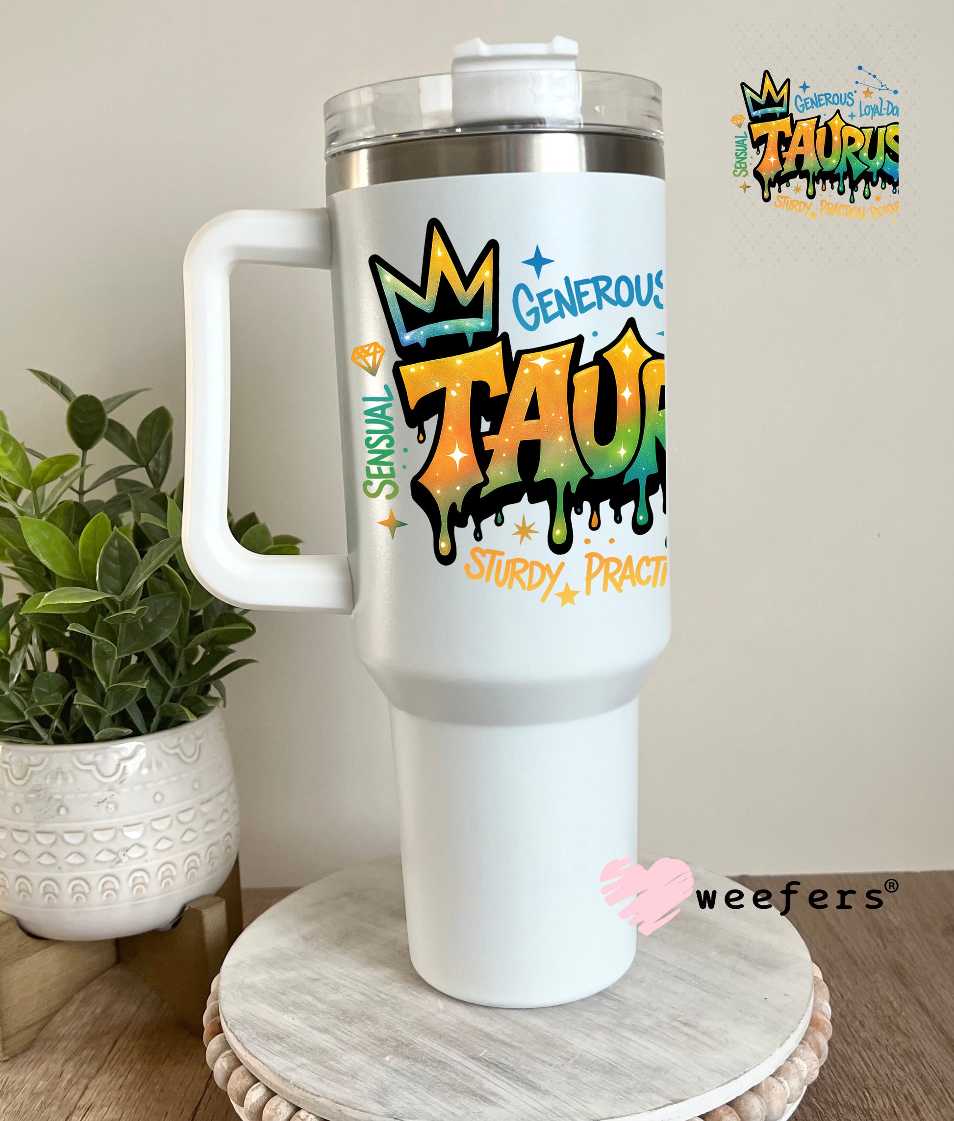 UV DTF Decal - Taurus Zodiac Sign 40oz Tumbler Cup Wrap Weefers