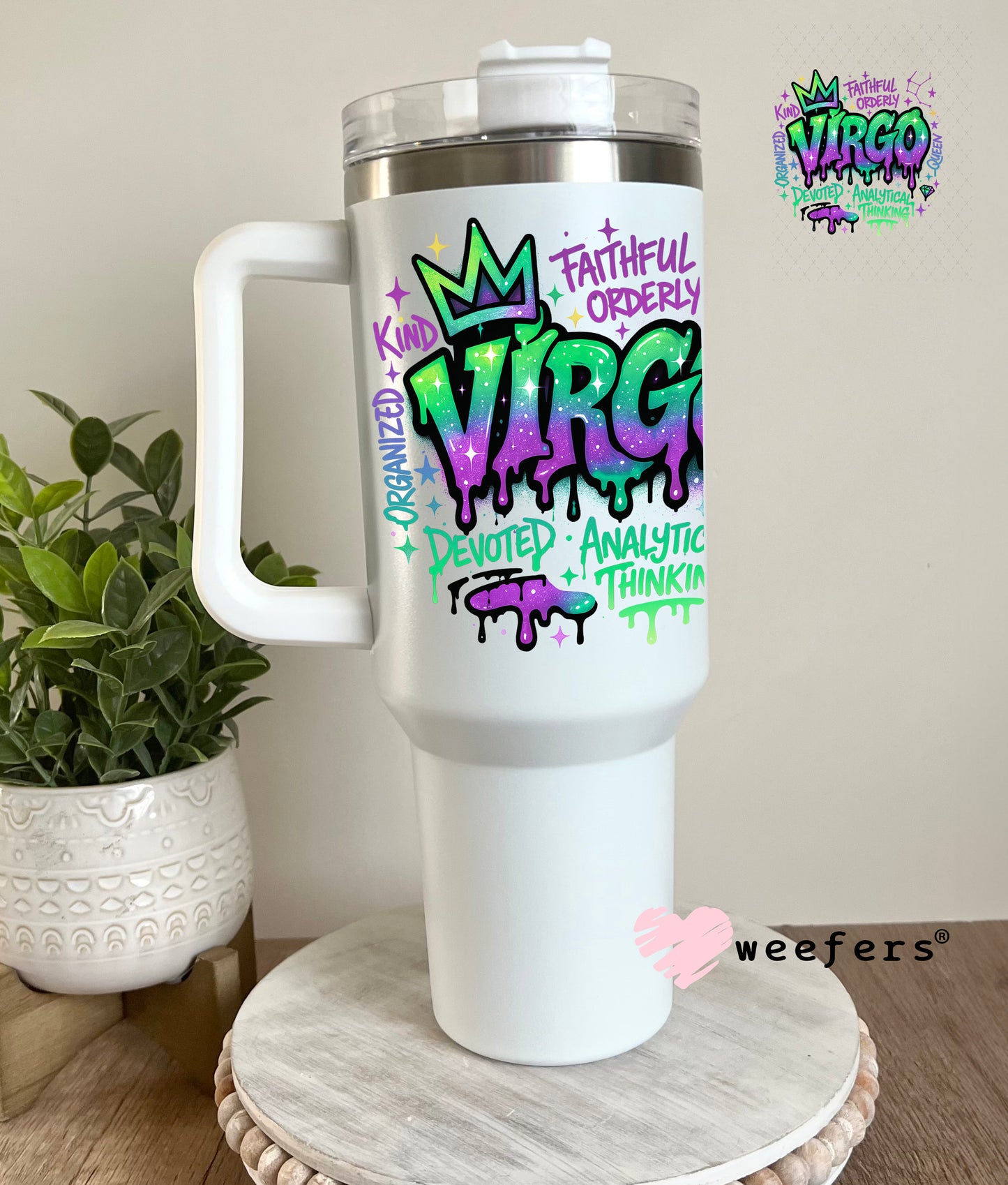 UV DTF Decal - Virgo Zodiac Sign 40oz Tumbler Cup Wrap Weefers
