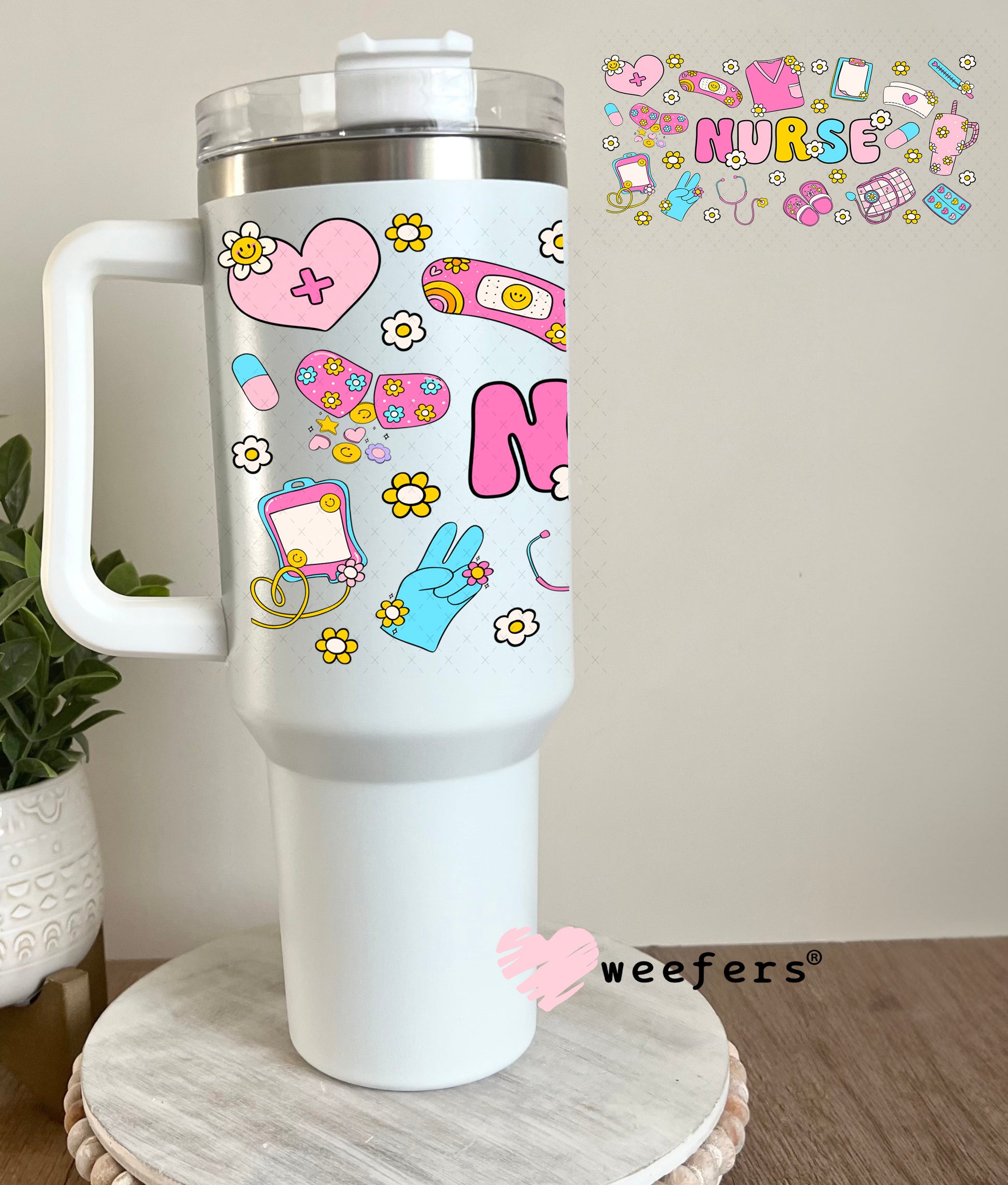 UV DTF Cup Wrap – Nurse Daily Vibes 40oz Tumbler Cup Wrap Weefers
