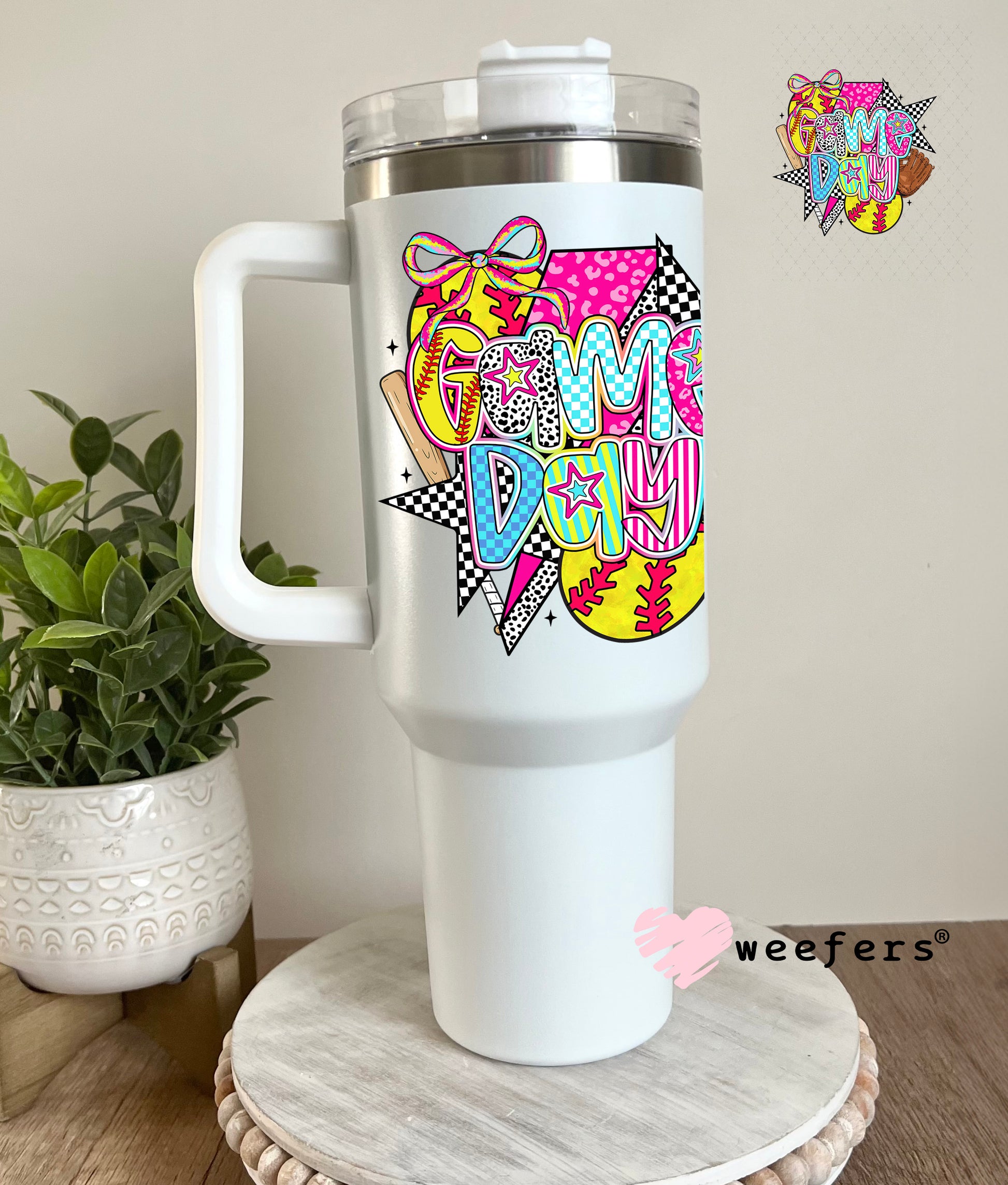 UV DTF Decal - Preppy Gameday Softball 40oz Tumbler Decal Weefers