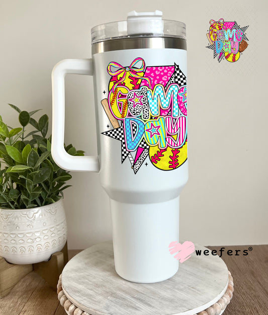 UV DTF Decal - Preppy Gameday Softball 40oz Tumbler Decal Weefers