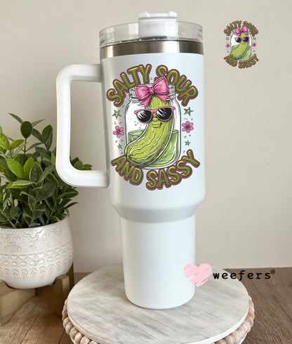 UV DTF Decal - Salty Sour and Sassy Pickle 40oz Tumbler Cup Wrap Weefers