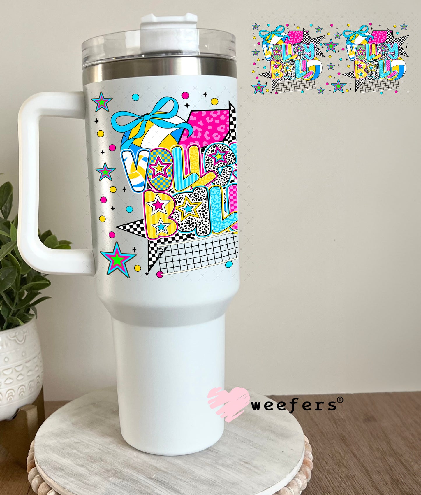 UV DTF Cup Wrap – Preppy Volleyball - Weefers Exclusive 40oz Tumbler Cup Wrap Weefers