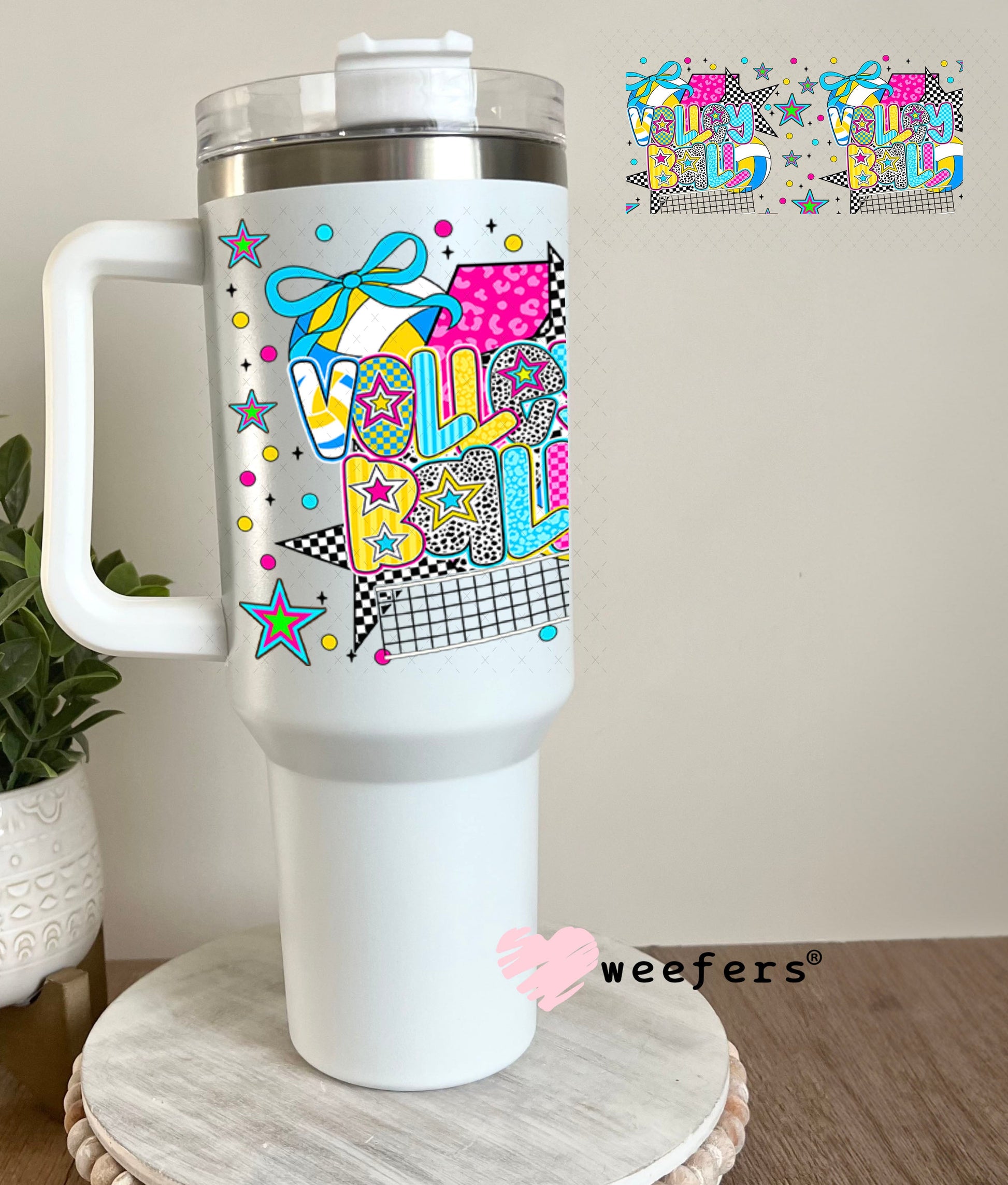 UV DTF Cup Wrap – Preppy Volleyball - Weefers® Exclusive 40oz Tumbler Wrap Weefers
