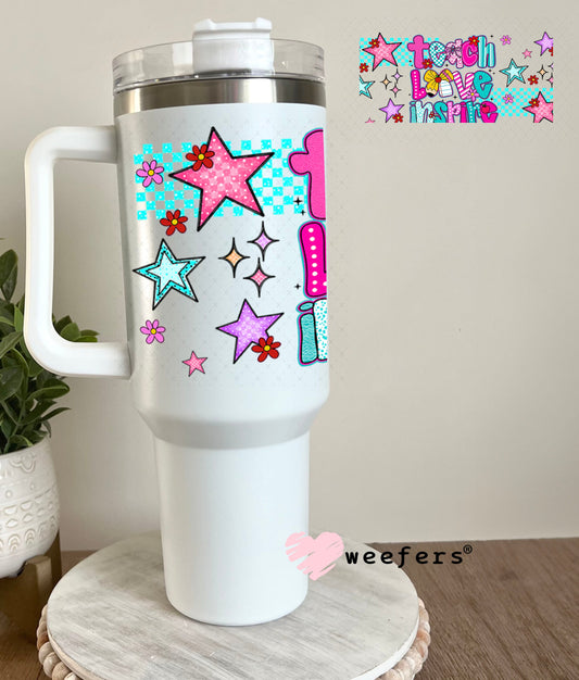 UV DTF Cup Wrap – Preppy Teach Love Inspire- Weefers Exclusive 40oz Tumbler Wrap Weefers