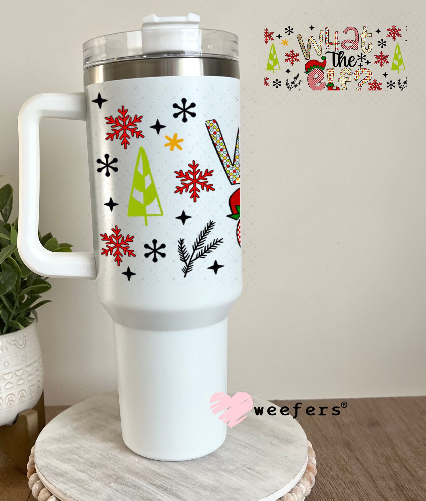 UV DTF Cup Wrap – Christmas What the Elf- Weefers Exclusive 40oz Tumbler Wrap Weefers
