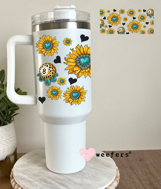 UV DTF Cup Wrap – Cow Coffee and Sunflowers Sidekick - Weefers Exclusive 40oz Tumbler Wrap Weefers