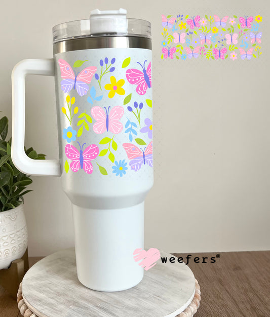 UV DTF Cup Wrap – Pink and Purple Butterfly 40oz Tumbler Cup Wrap Weefers