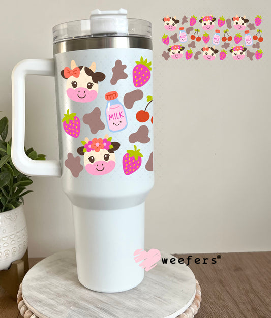 UV DTF Cup Wrap – Strawberry Milk cow 40oz Tumbler Cup Wrap Weefers