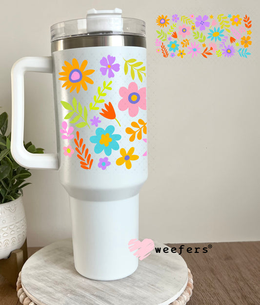 UV DTF Cup Wrap – Whimsical Flowers 40oz Tumbler Cup Wrap Weefers