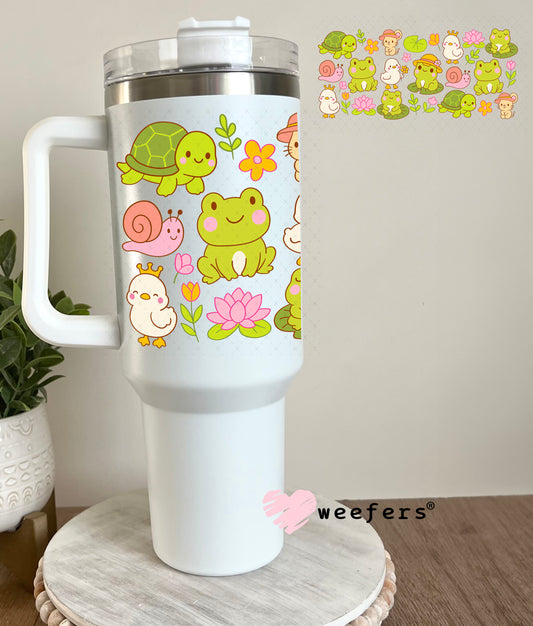 UV DTF Cup Wrap – Lilly pad friends Frogs Turtles Snails 40oz Tumbler Cup Wrap Weefers