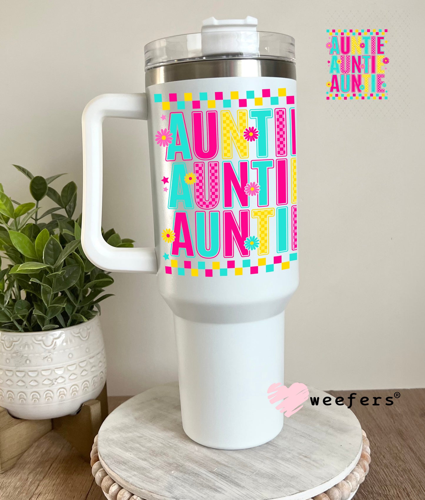 UV DTF Decal - Preppy Auntie 40oz Tumbler Cup Wrap Weefers