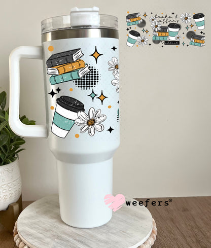 UV DTF Cup Wrap – Books and Coffee Addict 40oz Tumbler Cup Wrap Weefers