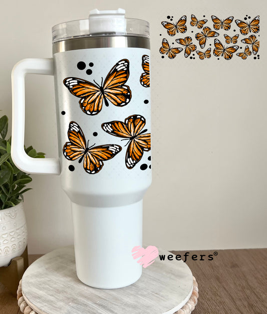 UV DTF Cup Wrap – Butterflies Rust Orange 40oz Tumbler Cup Wrap Weefers