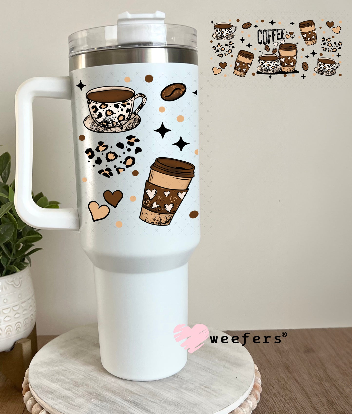 UV DTF Cup Wrap – Coffee Time 40oz Tumbler Cup Wrap Weefers