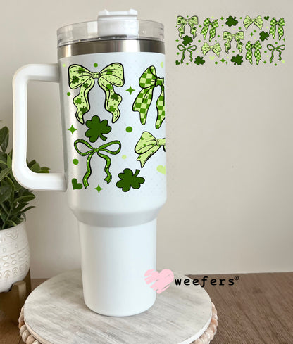 UV DTF Cup Wrap – Lucky Chevron Green Bows St. Patricks 40oz Tumbler Cup Wrap Weefers