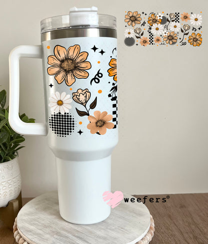 UV DTF Cup Wrap – Flowers Beige Light Orange 40oz Tumbler Cup Wrap Weefers