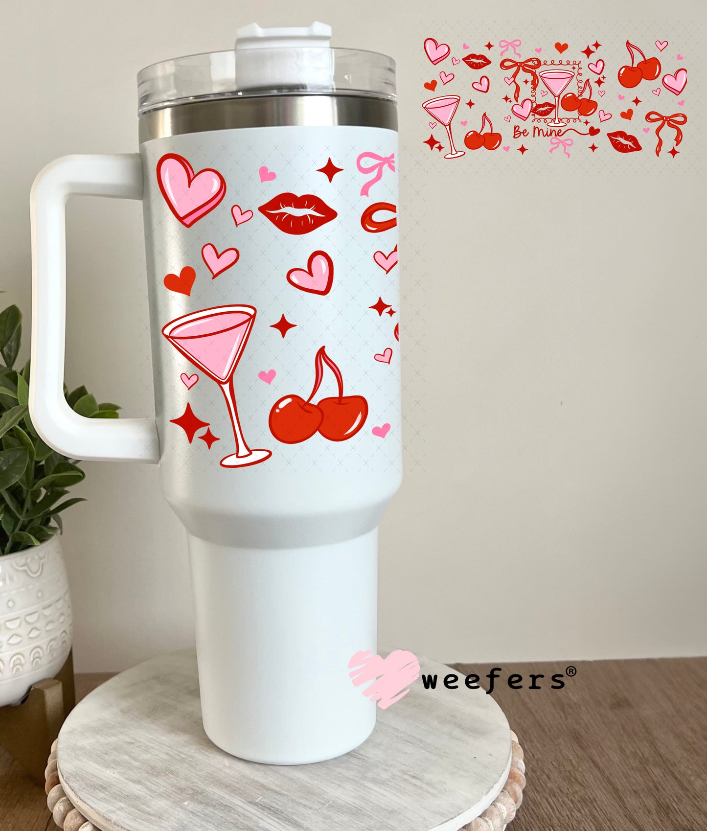 UV DTF Cup Wrap – Valentine Be Mine 40oz Tumbler Cup Wrap Weefers