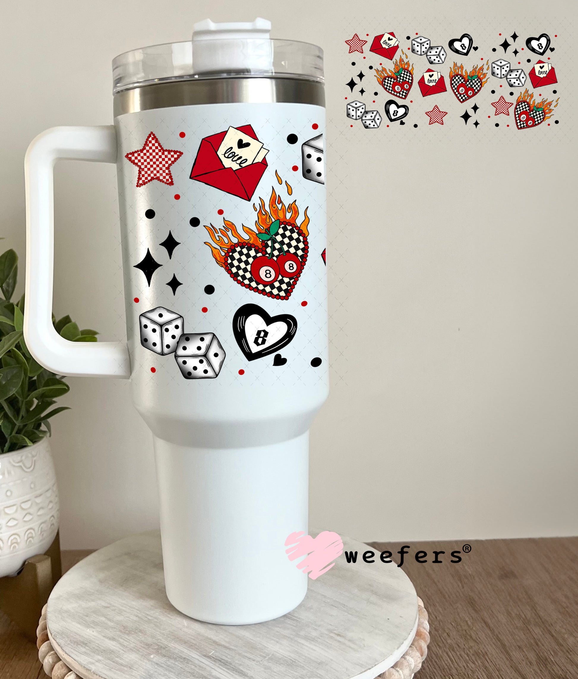 UV DTF Cup Wrap – Love is a Gamble Sidekick - Weefers Exclusive 40oz Tumbler Cup Wrap Weefers