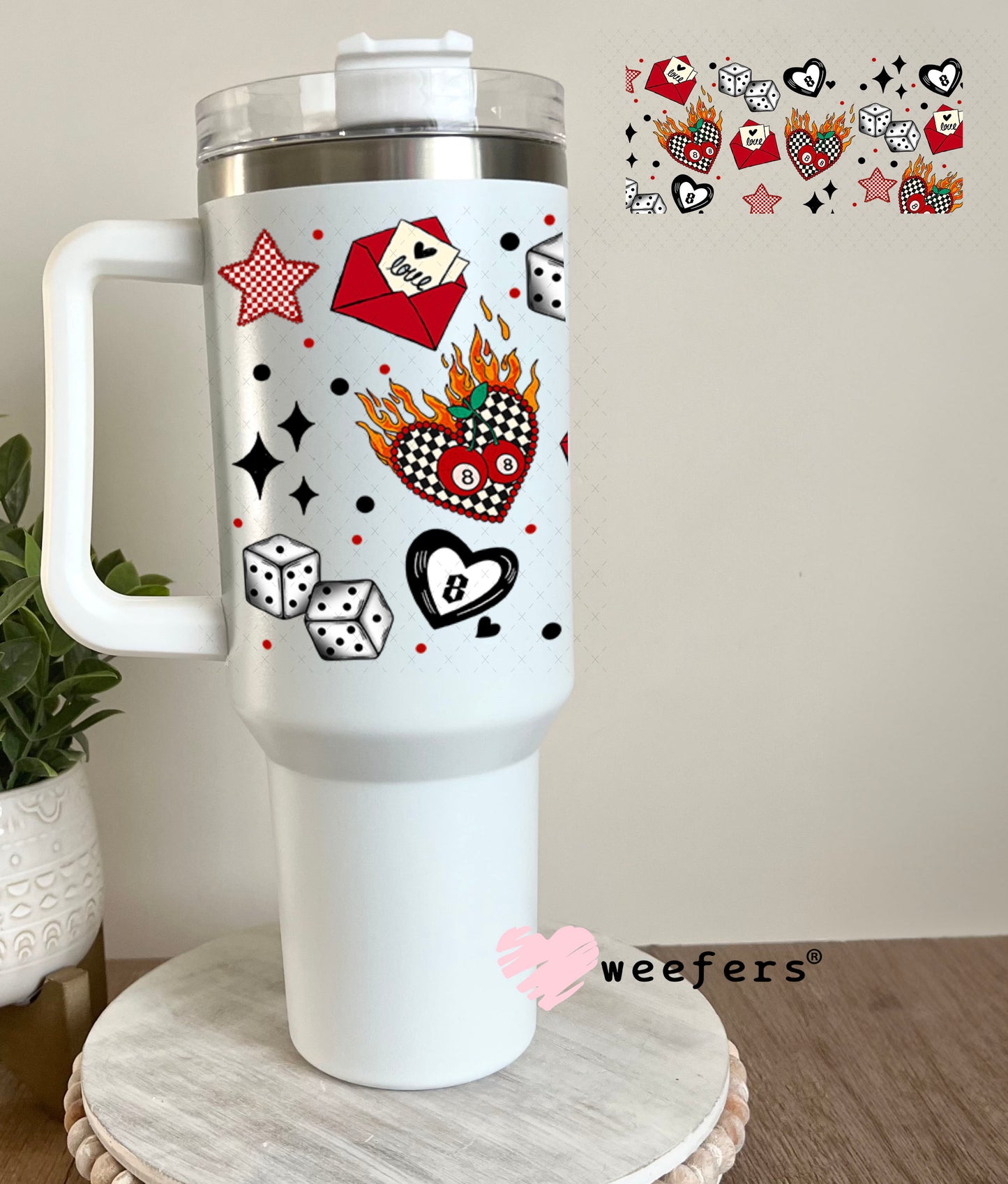 UV DTF Cup Wrap – Love is a Gamble Sidekick - Weefers Exclusive 40oz Tumbler Wrap Weefers